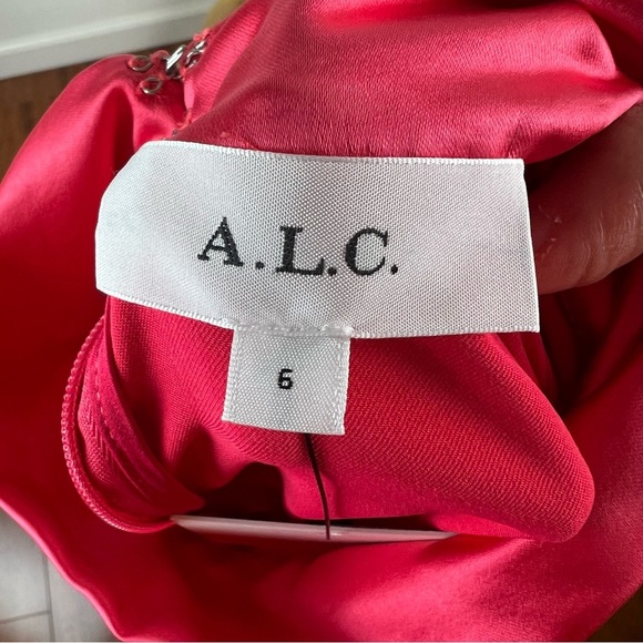 NWT A.L.C. Joss Ruched Dress Pink Size 6 Long Sleeve Mockneck High Neck - Picture 9 of 12